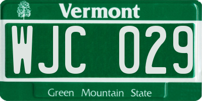 VT license plate WJC029