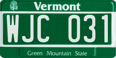 VT license plate WJC031