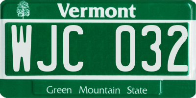 VT license plate WJC032