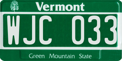 VT license plate WJC033