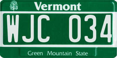 VT license plate WJC034