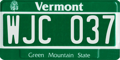 VT license plate WJC037