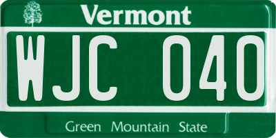 VT license plate WJC040