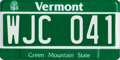 VT license plate WJC041