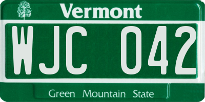 VT license plate WJC042