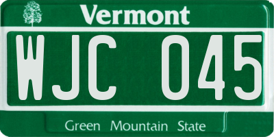 VT license plate WJC045