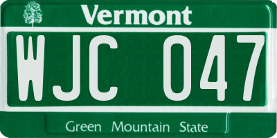 VT license plate WJC047