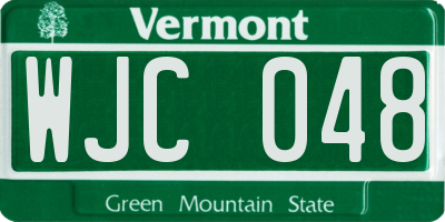 VT license plate WJC048
