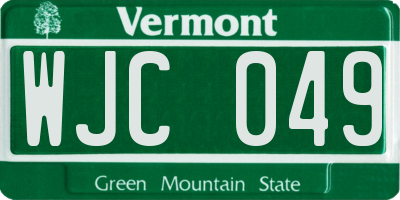 VT license plate WJC049