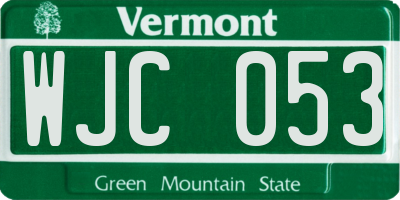 VT license plate WJC053