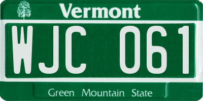 VT license plate WJC061