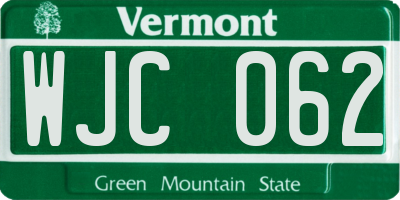 VT license plate WJC062
