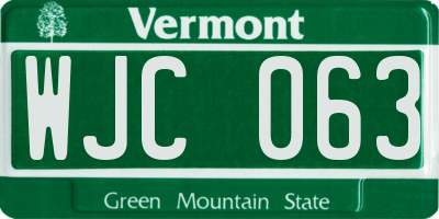 VT license plate WJC063