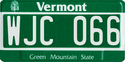 VT license plate WJC066