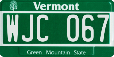VT license plate WJC067