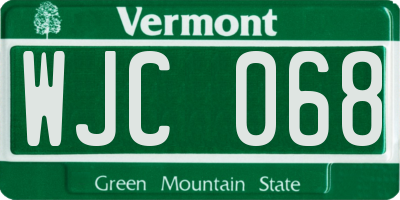 VT license plate WJC068