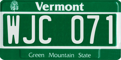 VT license plate WJC071