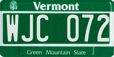 VT license plate WJC072