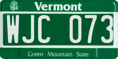 VT license plate WJC073