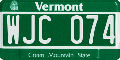 VT license plate WJC074
