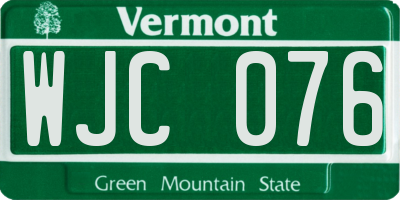VT license plate WJC076