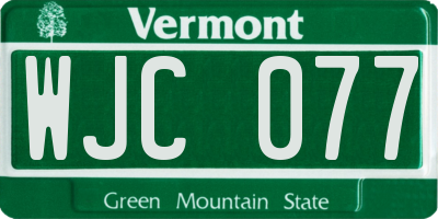 VT license plate WJC077