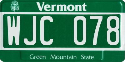 VT license plate WJC078