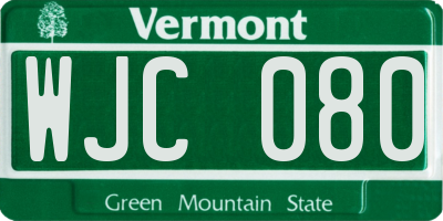 VT license plate WJC080