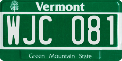 VT license plate WJC081