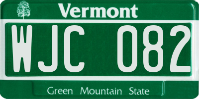 VT license plate WJC082