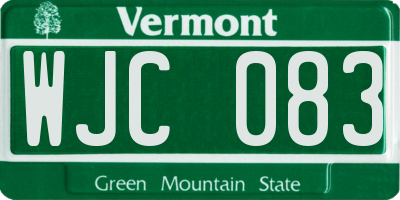 VT license plate WJC083