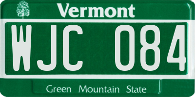 VT license plate WJC084