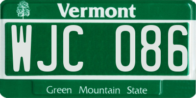 VT license plate WJC086