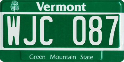 VT license plate WJC087