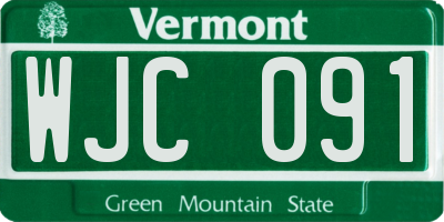 VT license plate WJC091