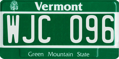 VT license plate WJC096