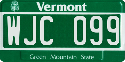 VT license plate WJC099