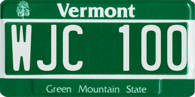 VT license plate WJC100