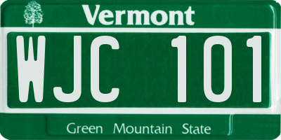VT license plate WJC101