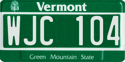 VT license plate WJC104