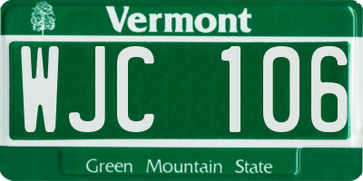 VT license plate WJC106