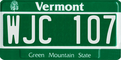 VT license plate WJC107
