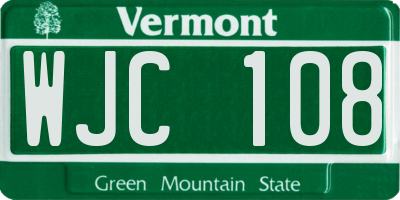 VT license plate WJC108