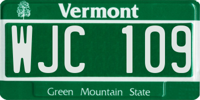 VT license plate WJC109