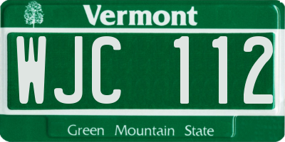 VT license plate WJC112