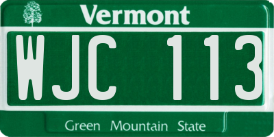 VT license plate WJC113