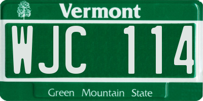 VT license plate WJC114