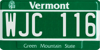 VT license plate WJC116