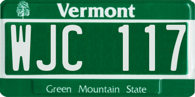 VT license plate WJC117