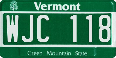 VT license plate WJC118